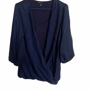 AB Studio Navy Blue Sheer Blouse